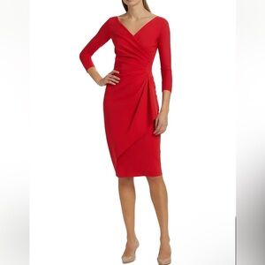 CHIARA BONI La Petite Robe‎ Red Charisse Sheath Midi Dress Size 38 / Small